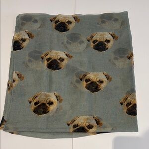 Pug Dog Print Blueish Gray Scarf